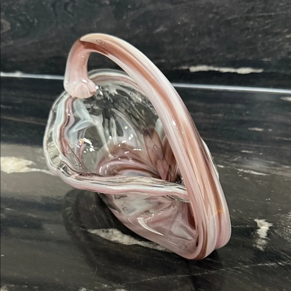 Vintage Hand Made Blown Glass Bowl Swirl Design Murano Style 7